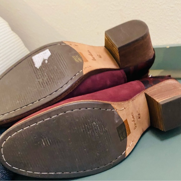 Boden Keira Burgundy Red Animal Print Suede Calf Hair Leather Ankle Booties - Picture 7 of 11